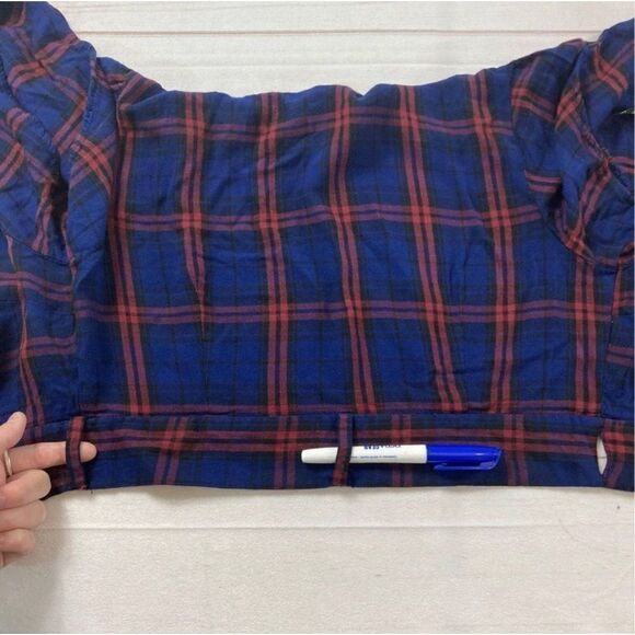 Forever 21 Womens Red & Blue Plaid Wrap Side Tie Crop Tops Size Large - Picture 9 of 9